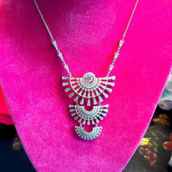 Authentic Swarovski Silver Layered Diamond Crystal Necklace. Long Adjustable. - Picture 8 of 14